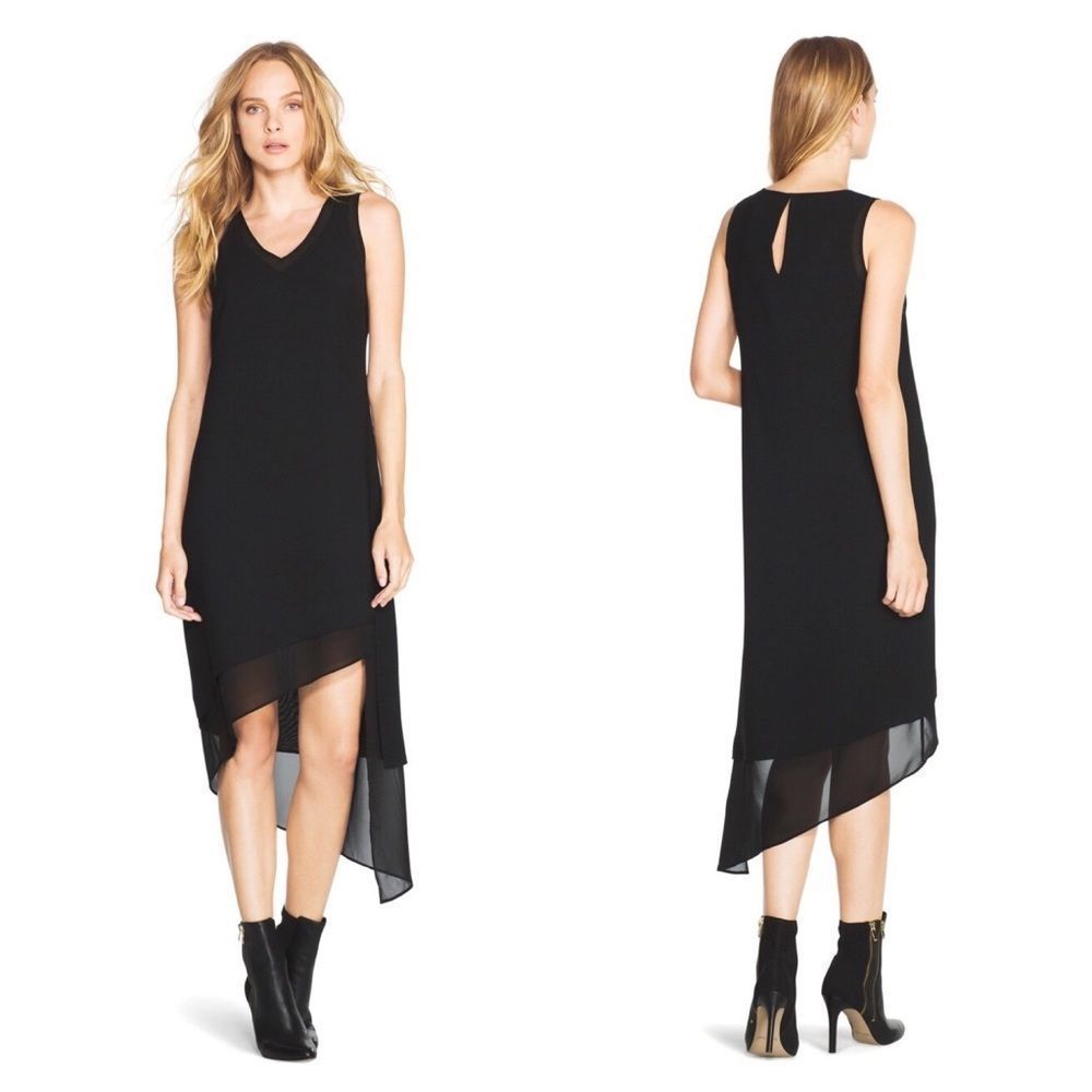 White House Black Market Chiffon Layered Asymmetrical Dress Sz 0